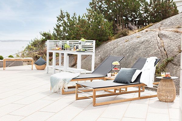 Vevi Ruhebett teak/schwarz