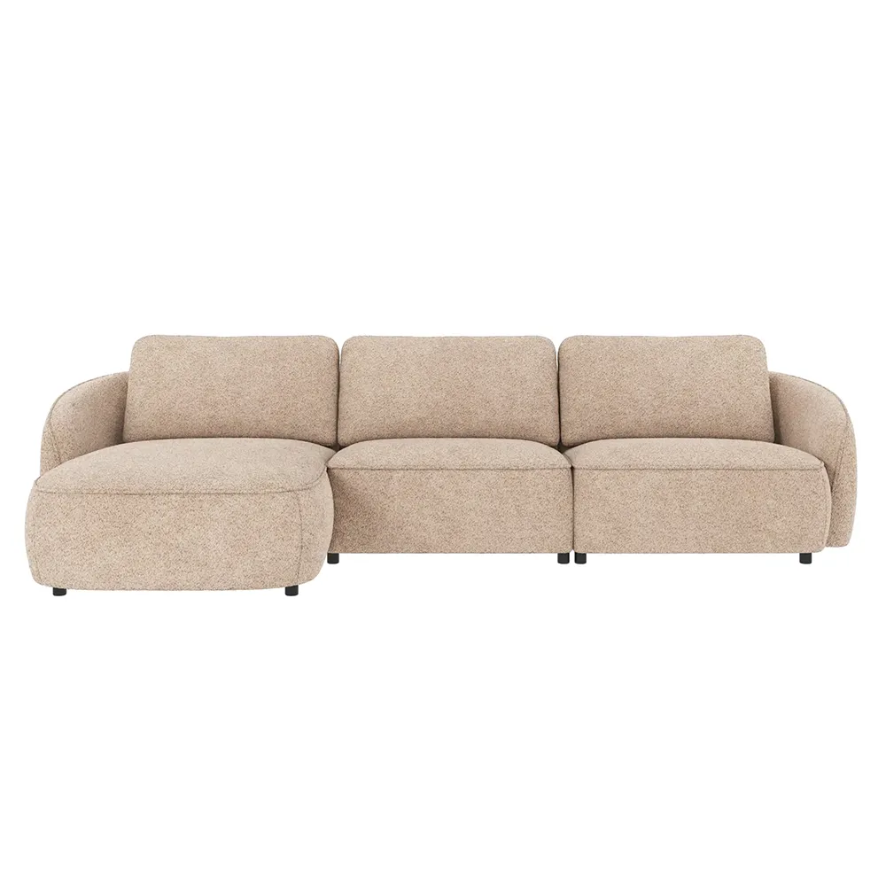 Norris Sofa 4-Sitzer mit Chaiselongue links Stoff Anna hellbeige