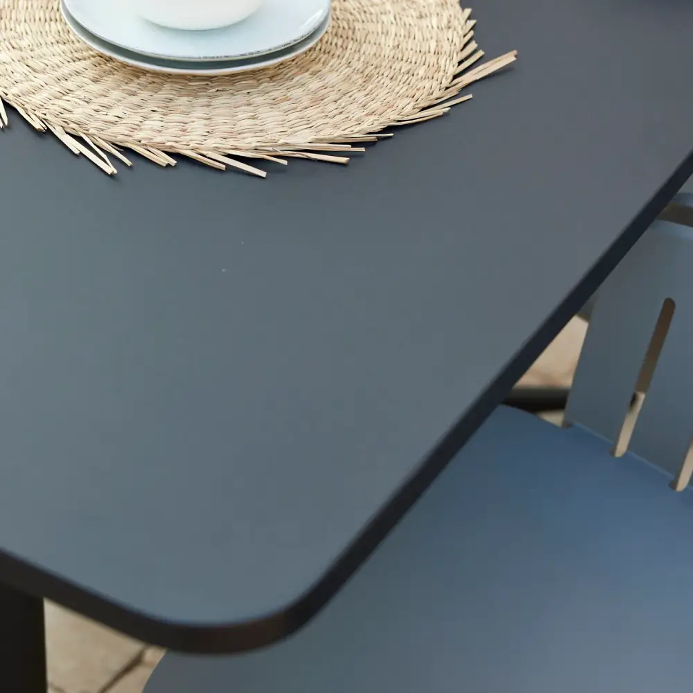 Tischplatte 130 x 75 cm, Lavagrau, Aluminium