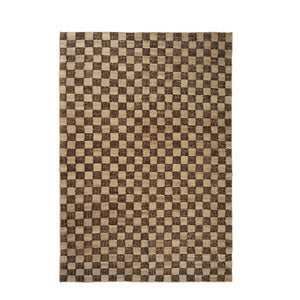 Handgewebter Wollteppich Check 200x300 cm Coffee