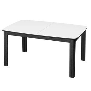SM107 Esstisch 101x160-316-368 cm Schwarz lackierte Eiche - Weißes Laminat