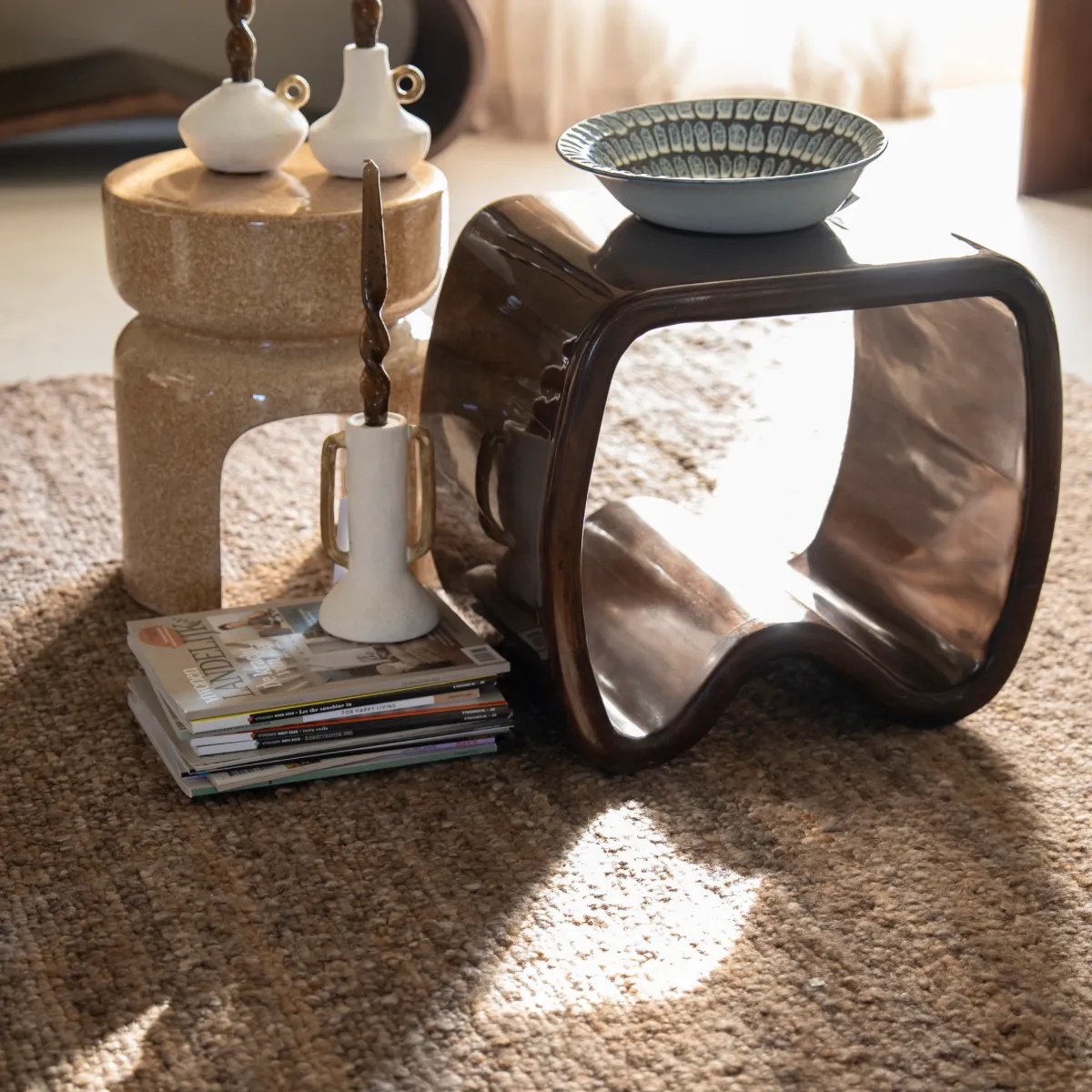Arch 34,5x34,5x42,5 cm Steingut light brown