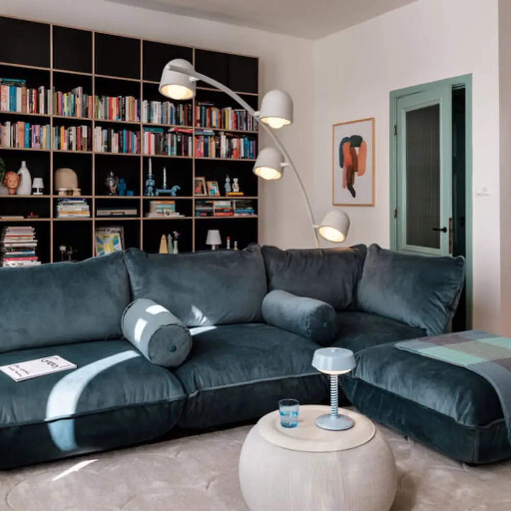 sumo fußbank velvet recycled petrol