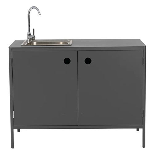 Kelia außenküche   mit waschbecken und wasserhahn anthrazit Antracit