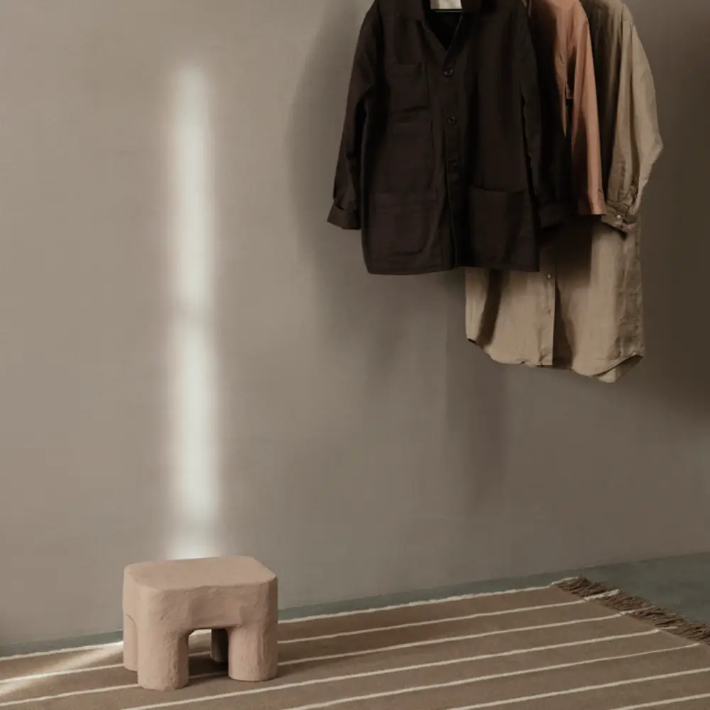 Calm Kelim Teppich 80x200 cm- Dark Sand/Off-white