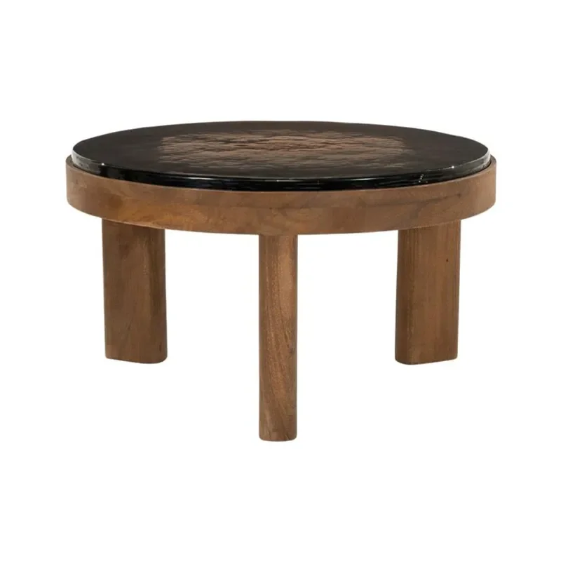 Lucent Couchtisch 60x60x35 cm Mangoholz & Glas Braun