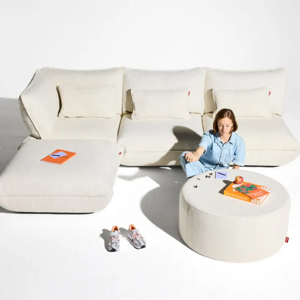 recycled puff kissen boucle creme