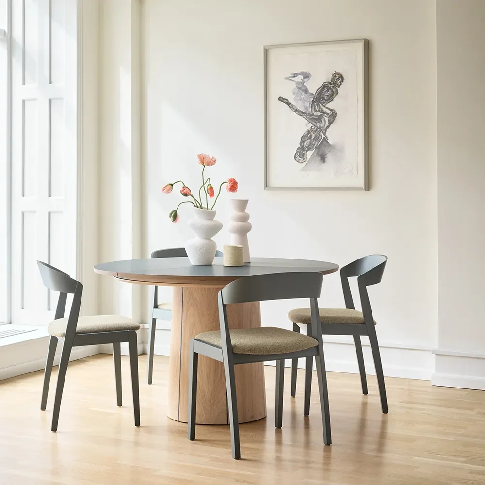 SM33 Esstisch Weiß geölt Eiche Grün Laminat