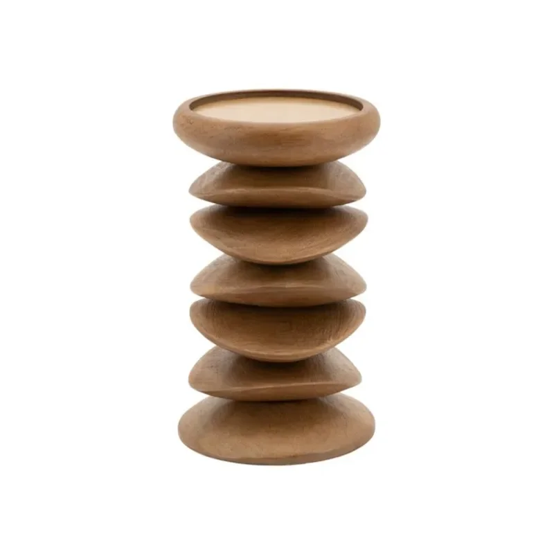 Pillar candle holder Kasane 10x10x15 cm Mangoholz Braun