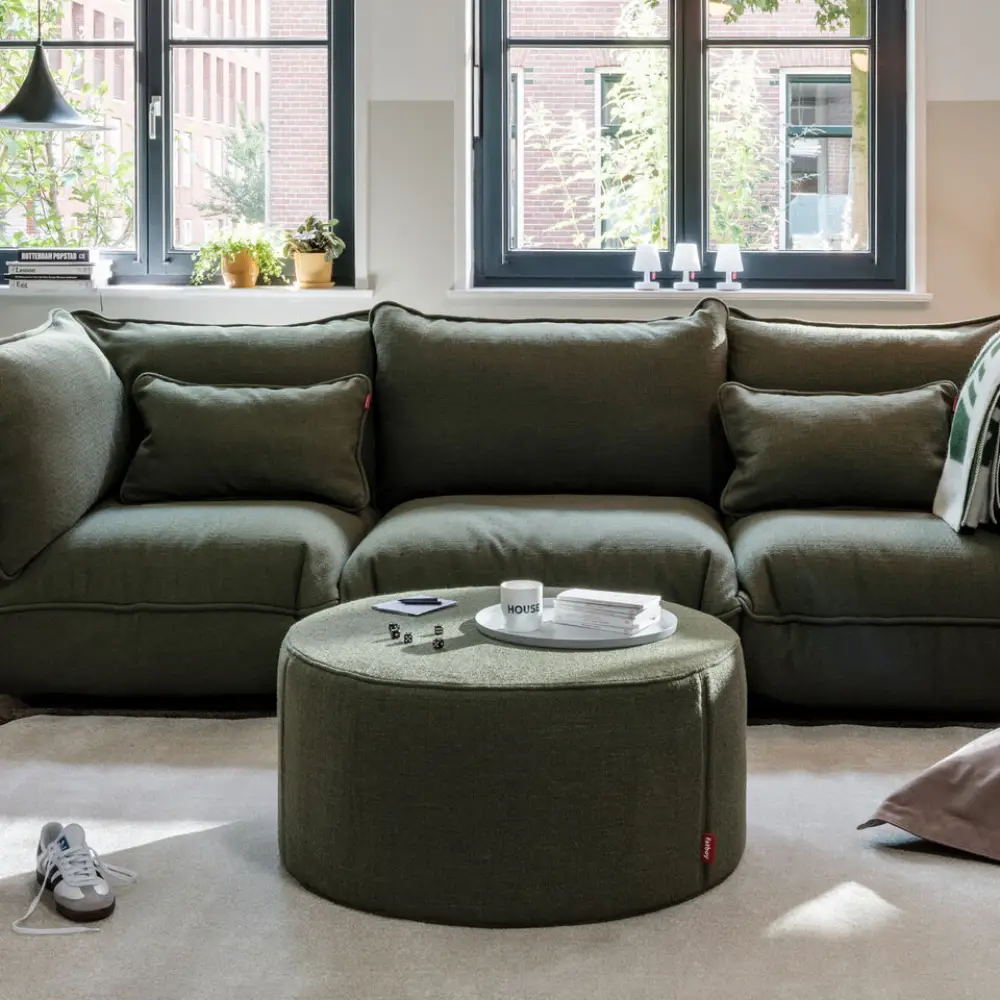 recycled puff kissen boucle leaf green