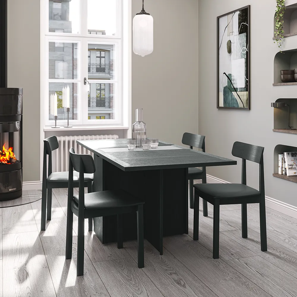 Sm101 Tisch Eiche Schwarz Lack 80-109(178)x40x74 cm