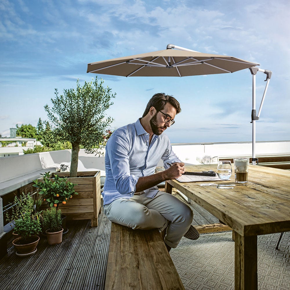 Sunwing Casa Seitenmastschirm 330 cm kat.4 antracite alu / 404 white 