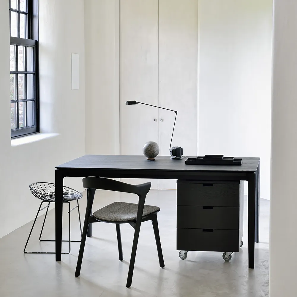 Buche Esstisch 90x180 cm Eiche schwarz lackiert