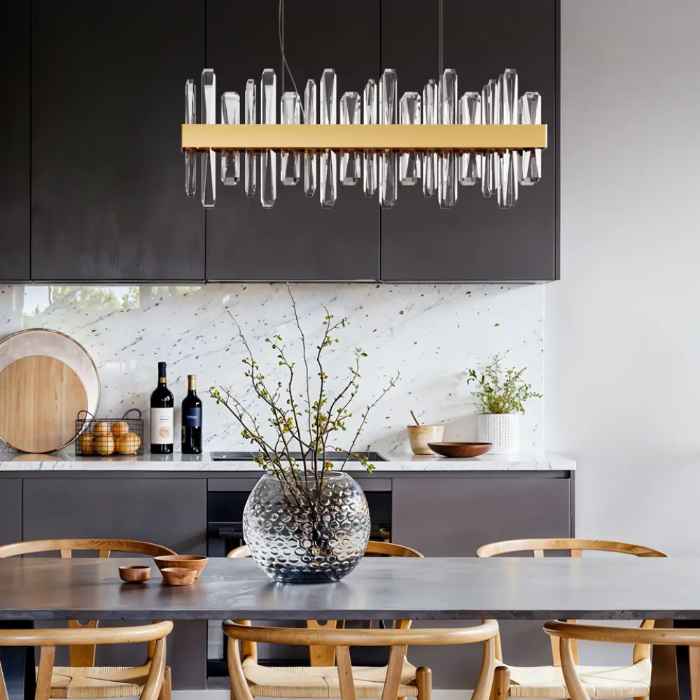 Triumph Bar Deckenleuchte L80cm Messing/klar