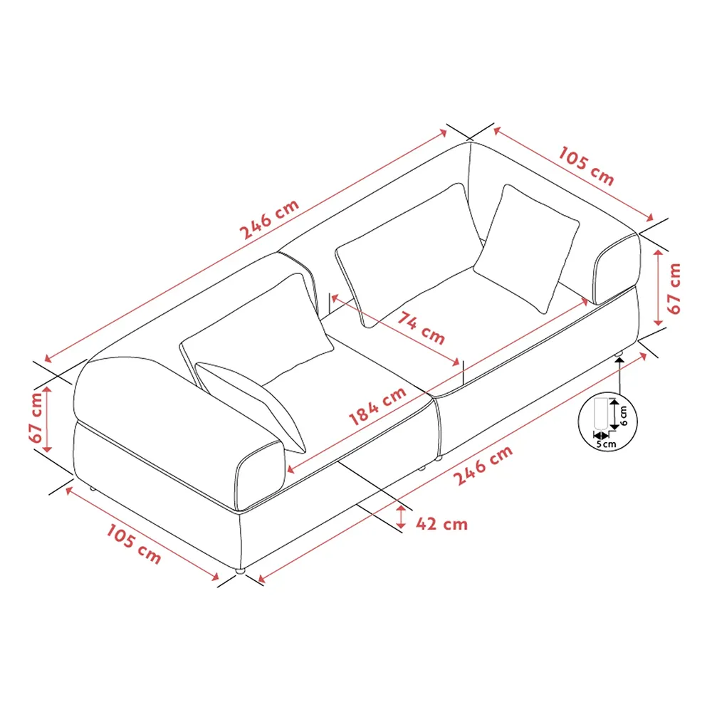 Falkner Sofa 3-Sitzer Stoff Oscar hellbeige