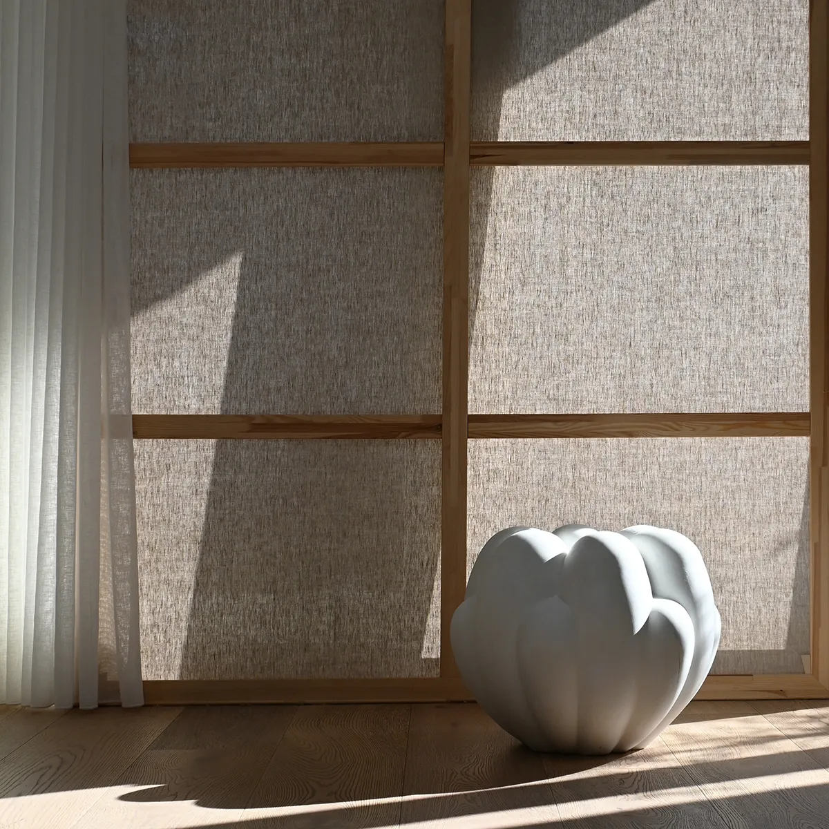 Handgefertigte Vase Bloom Big Bone White H44 cm