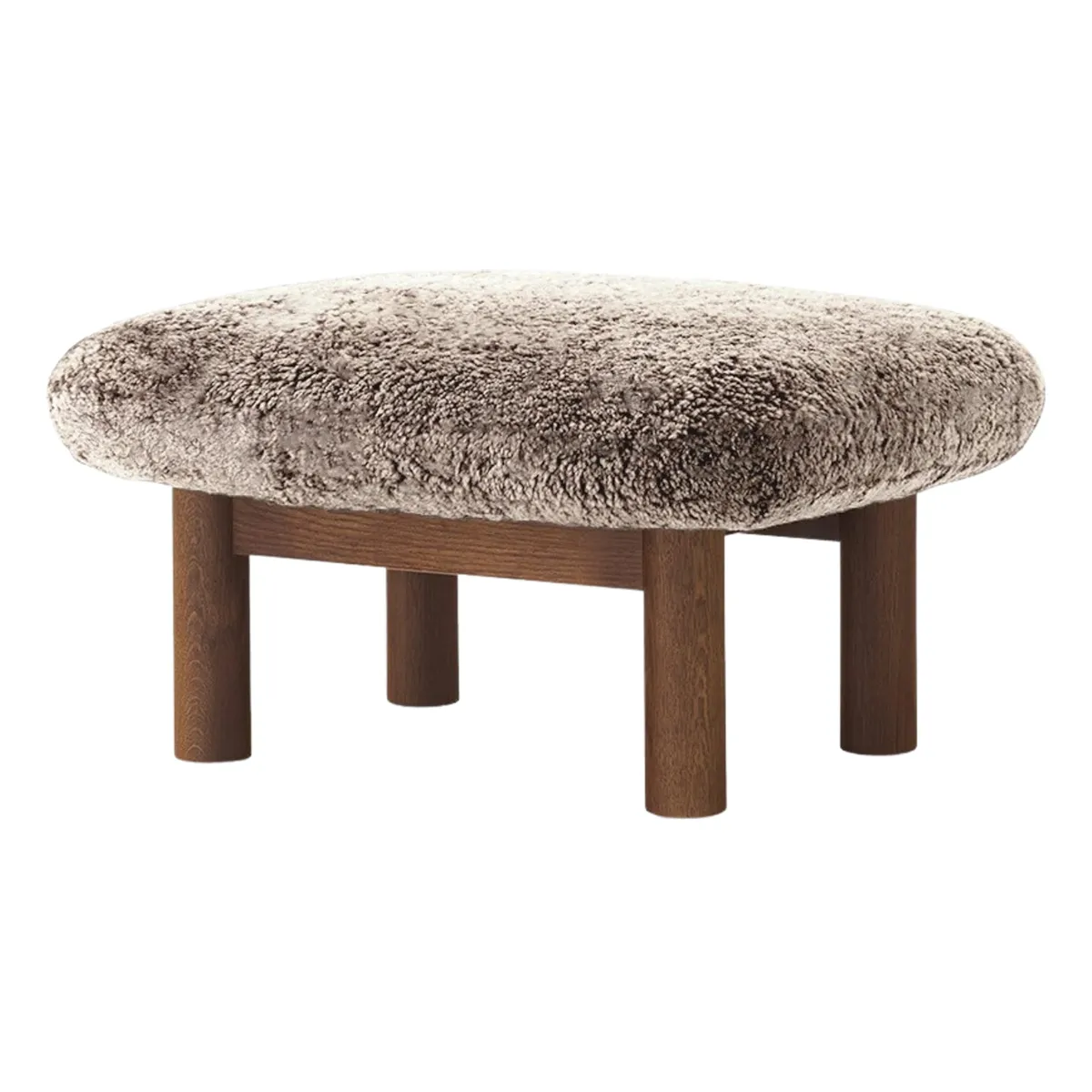 Brasilia Hocker Eiche dunkel gebeizt, Sheepskin Nevotex Sahara