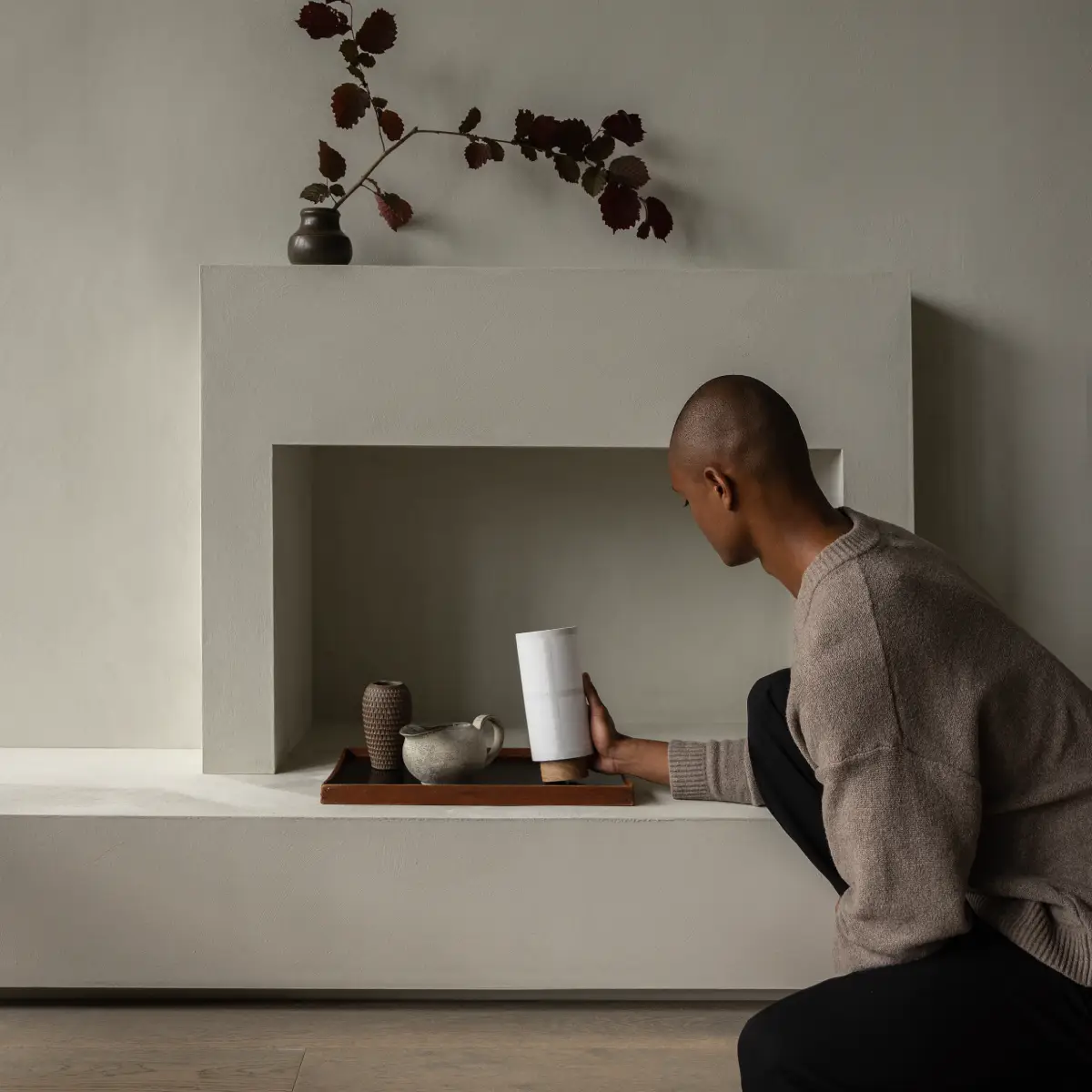 Hashira Tragbare Lampe Linne Raw