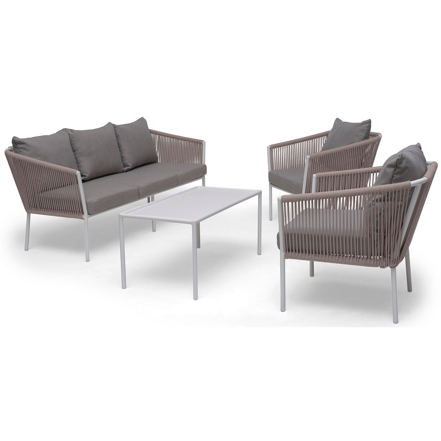 Lersund Sofagruppe weiß/beige Aluminium 