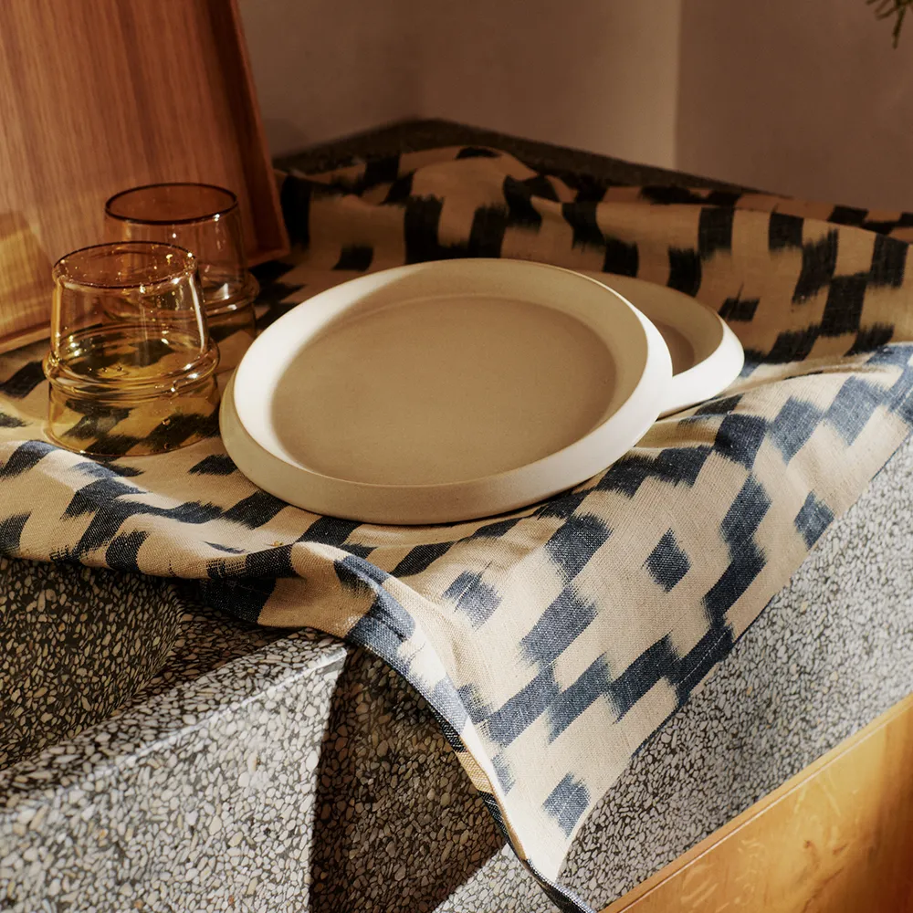 Ikat Geschirrtuch - Ink Blue/Off-white