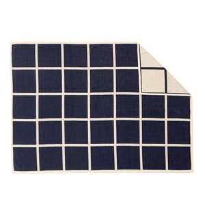 Gewebte Decke aus Lammwolle Criss Dark Blue