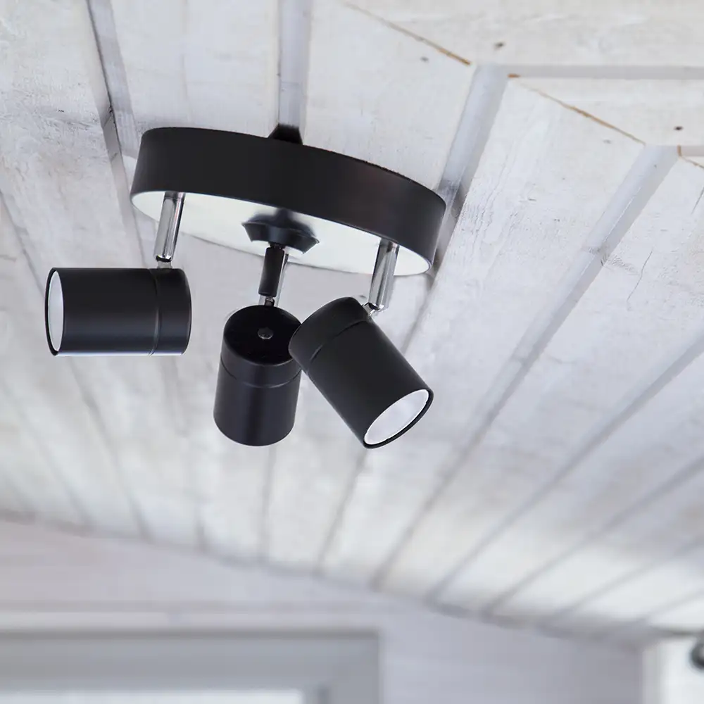 Korrekter Deckenstrahler 3-tief Schwarz 