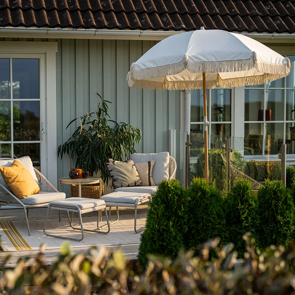  Sonnenschirm mit Fransen Ø200 cm Beige