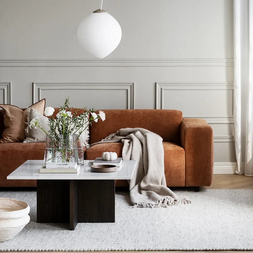 Brooksville Couchtisch 90x90 cm weißer marmor/eiche