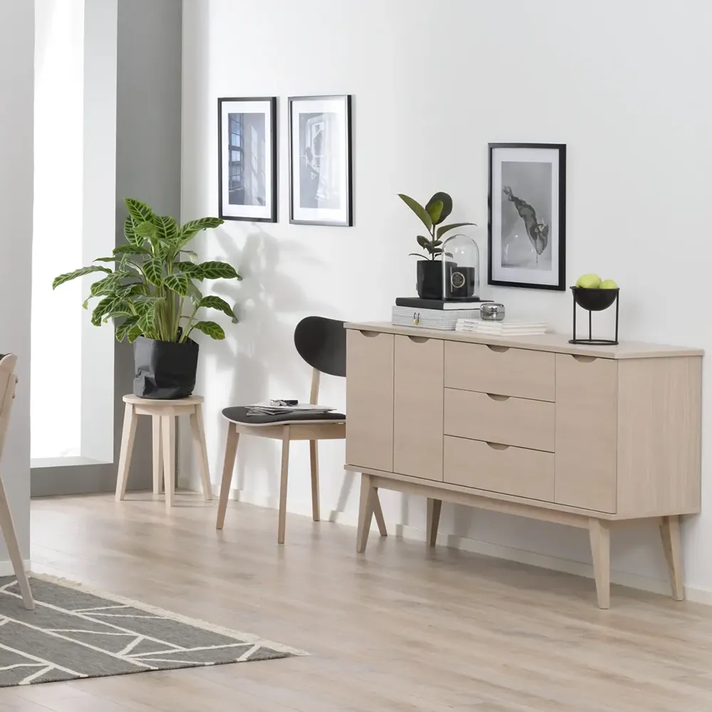 Filippa Sideboard 150x40 cm weiß pigmentierte Eiche