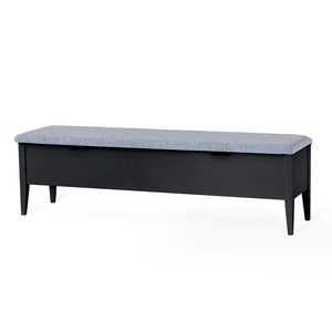 Klinte Bank 160 cm schwarz mit hellgrauem Stoff