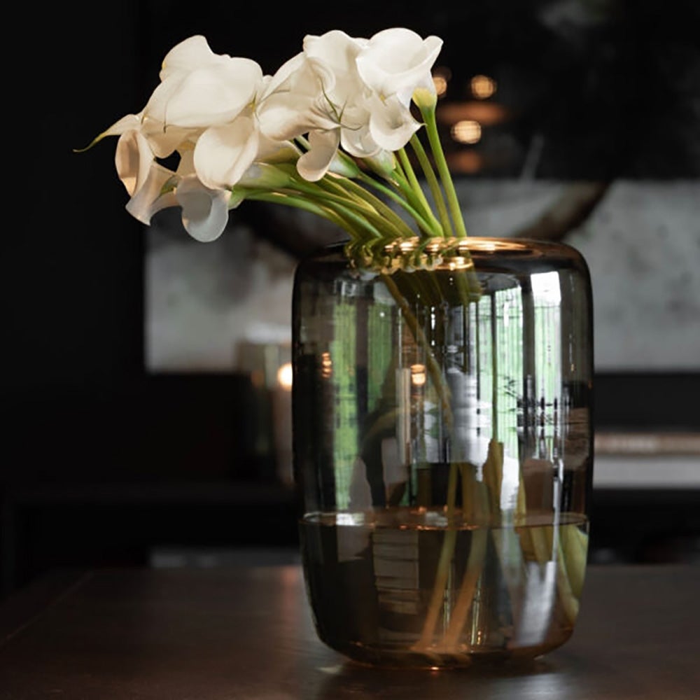 Reef Vase aus mundgeblasenem Glas Ø28 cm Smoke Grey