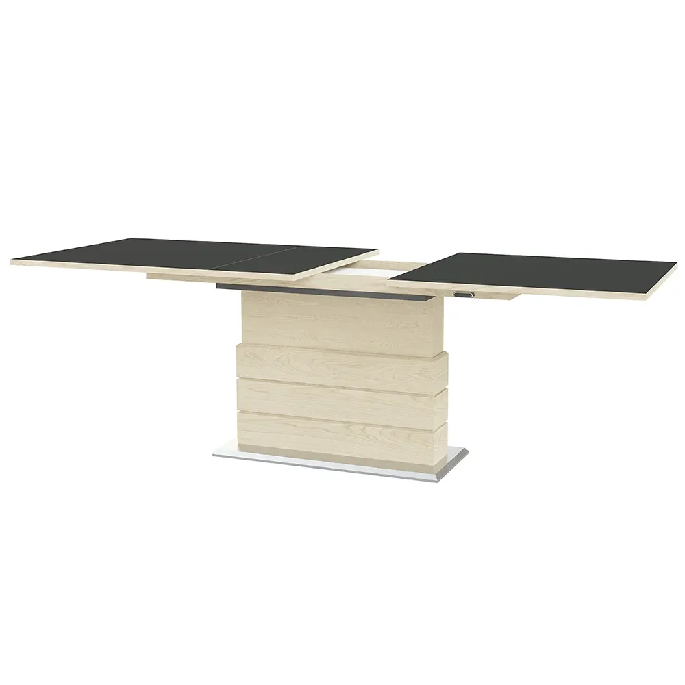 Sm30 Esstisch 100X200-280 Cm Eiche weiß geölt / Laminat schwarz 