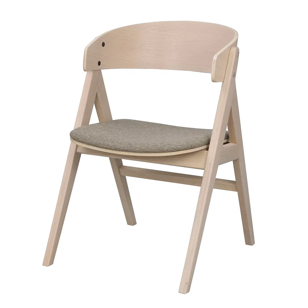 Waterton Esszimmerstuhl mit Armlehnen Eiche weiß pigmentiert/brauner Stoff