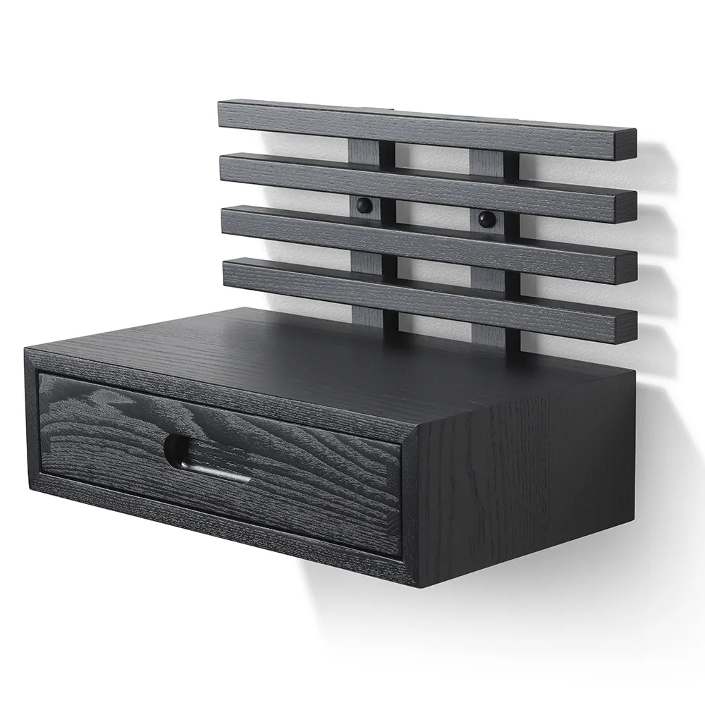 Zece Nachttisch mit Schublade Schwarz gebeizte Esche