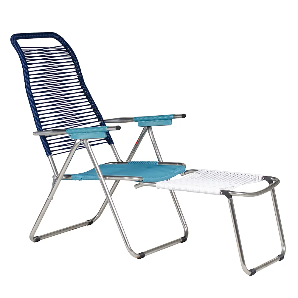 Spaghetti Liegestuhl Pop blau/türkis/weiß/türkis aus Aluminium