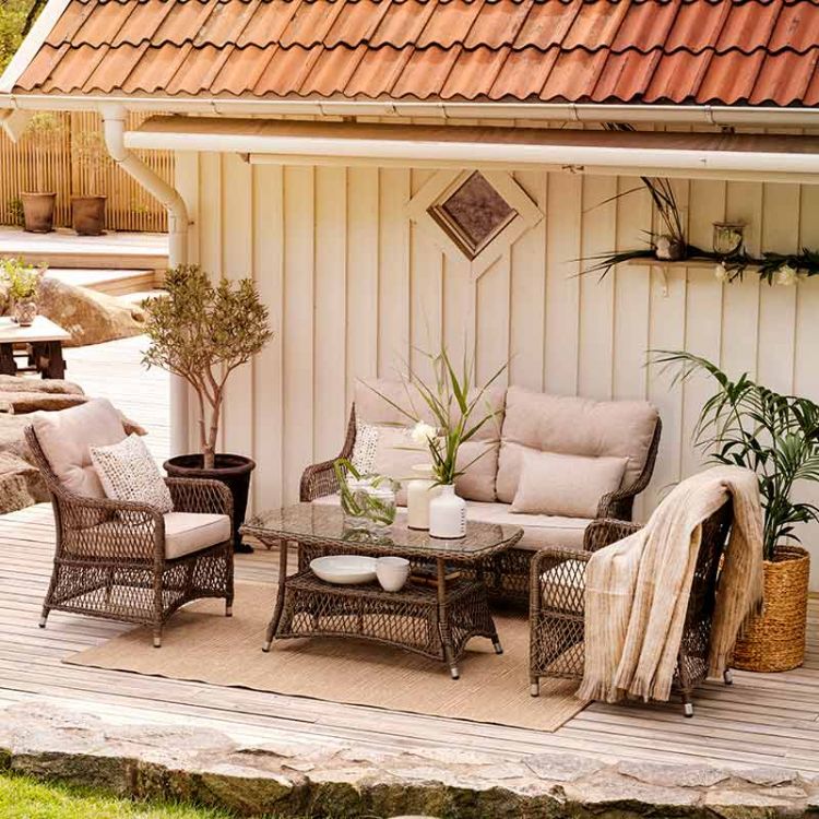 Elder Sofagruppe rustikal synthetisches Rattan