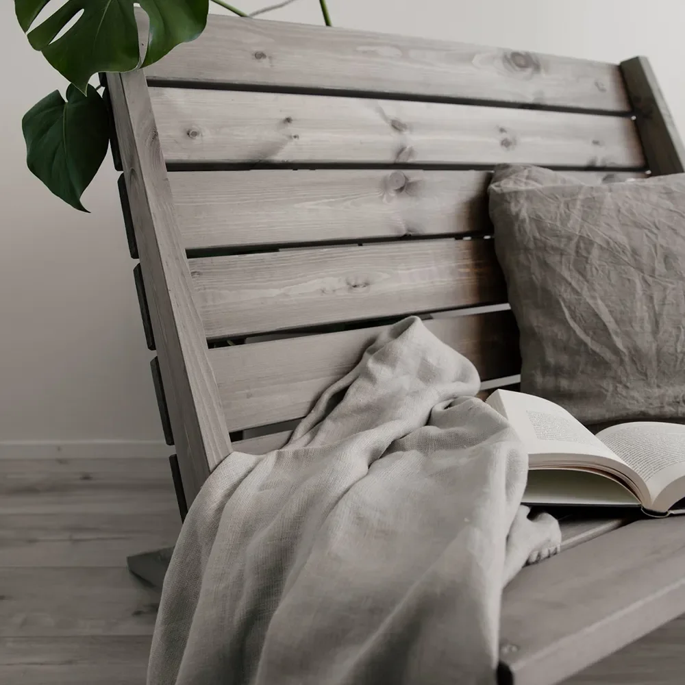 Double Granny Chair Kiefer grau geölt 