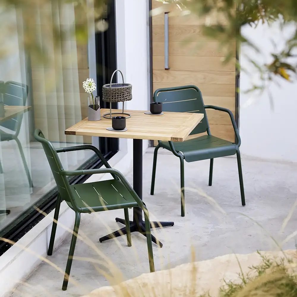 Copenhagen Sessel stapelbar Weave Dunkelgrün Aluminium