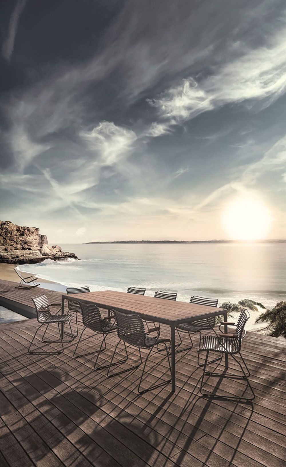 Four Esstisch 90x90 cm Grau/Bambus Aluminium