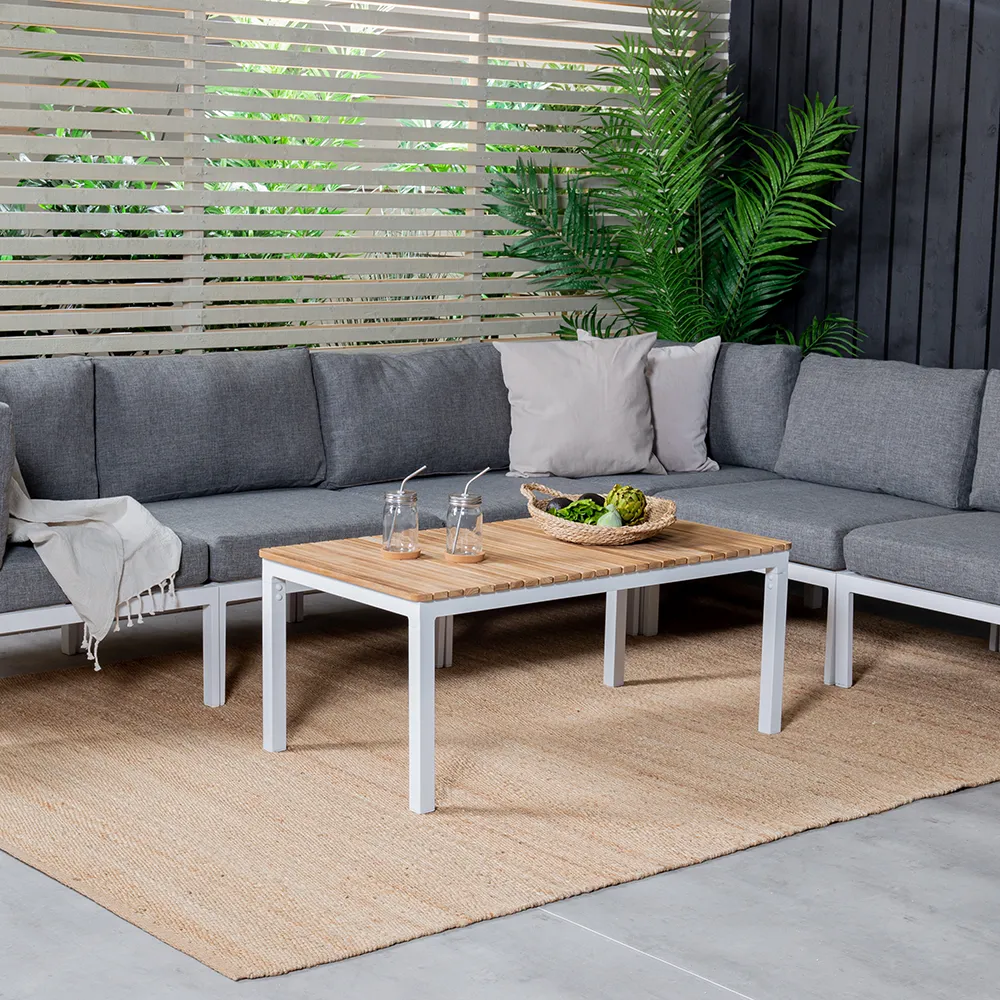 Brasilia Couchtisch Weiß/Teak