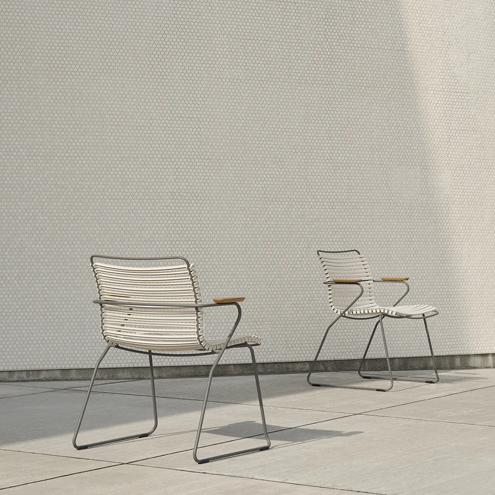 CLICK Sessel weiß/Grau/Bambus