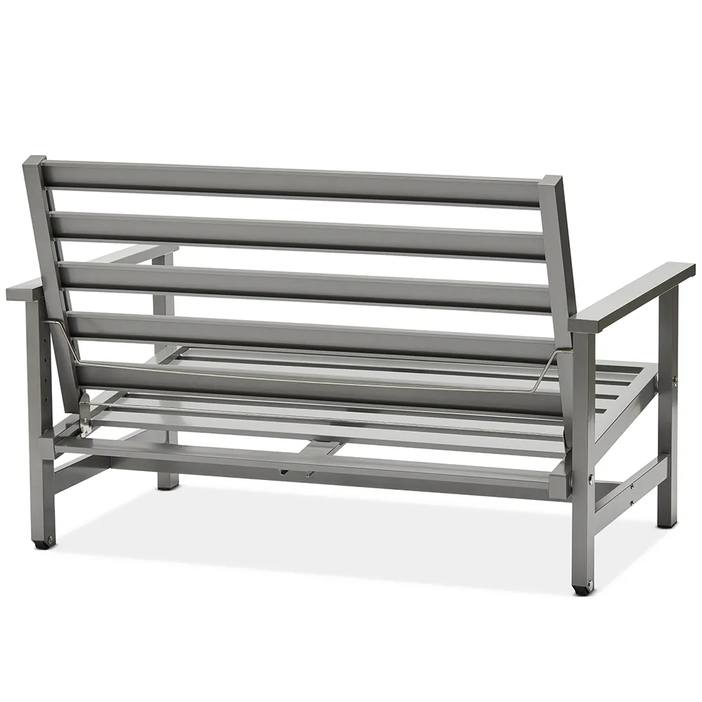 2-Sitzer Sofa Grau Aluminium