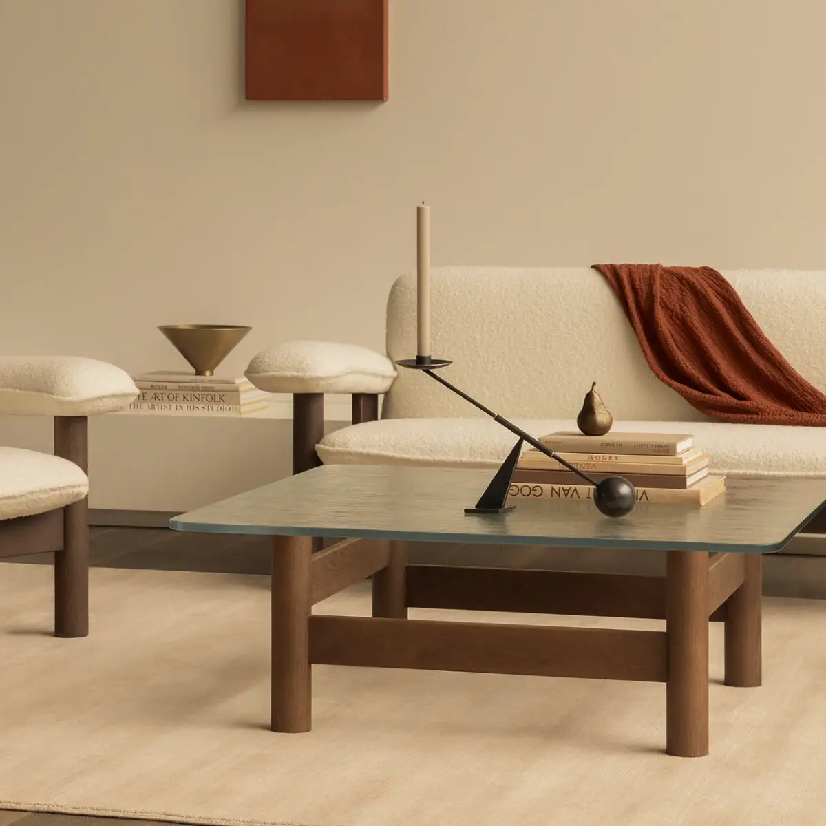 Brasilia Couchtisch Dunkle Eiche/Glas