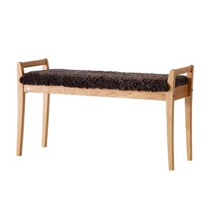 Meja Bench Eiche geölt/Schafsfell Braun