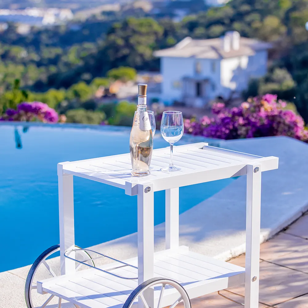 Servierwagen Weiß Aluminium