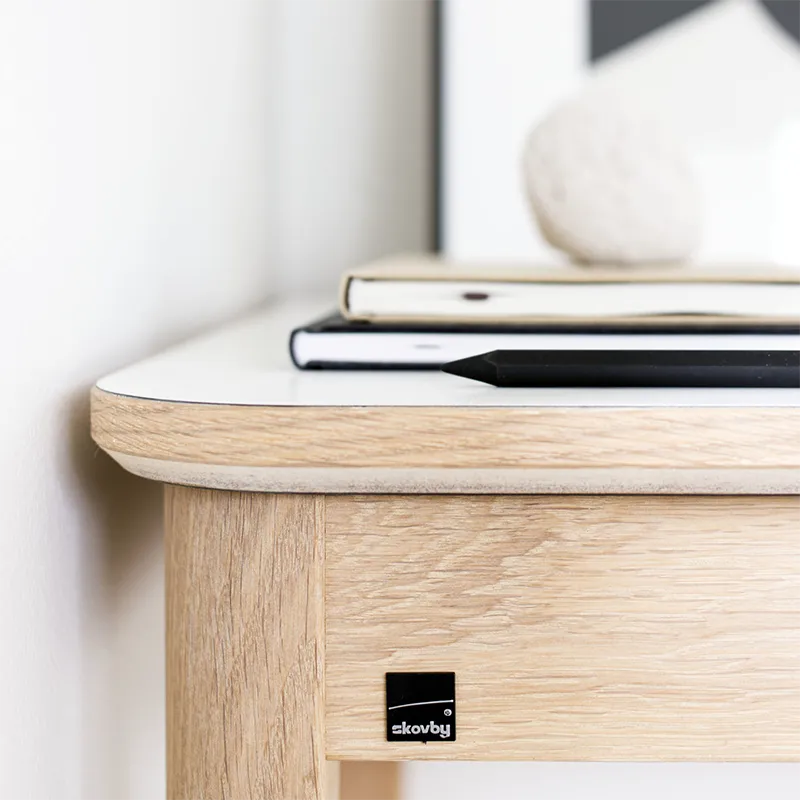 Sm131 Schreibtisch Eiche Weiß Öl/Schwarz Nano-Laminat 115X55X74Cm 