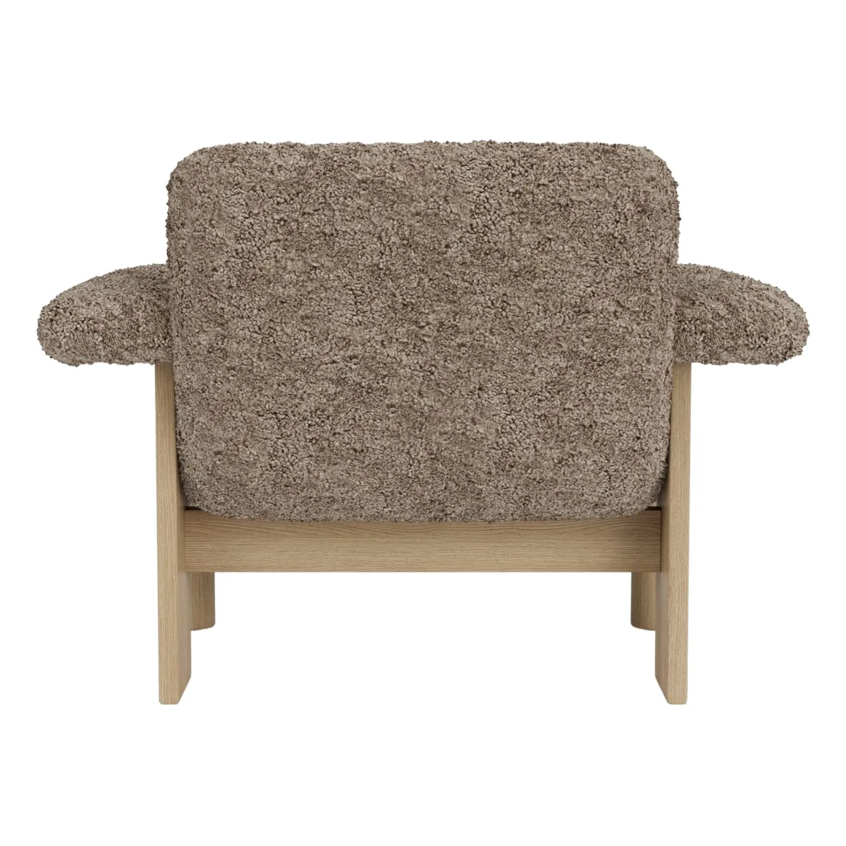 Brasilia Loungesessel Vollgepolstert Niedrige Rückenlehne Vierbeingestell Massiveiche Natur, Sheepskin Nevotex Sahara