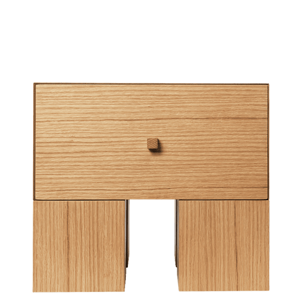  Kuben Nachttisch 1x1 – Natürliches Eichenfurnier