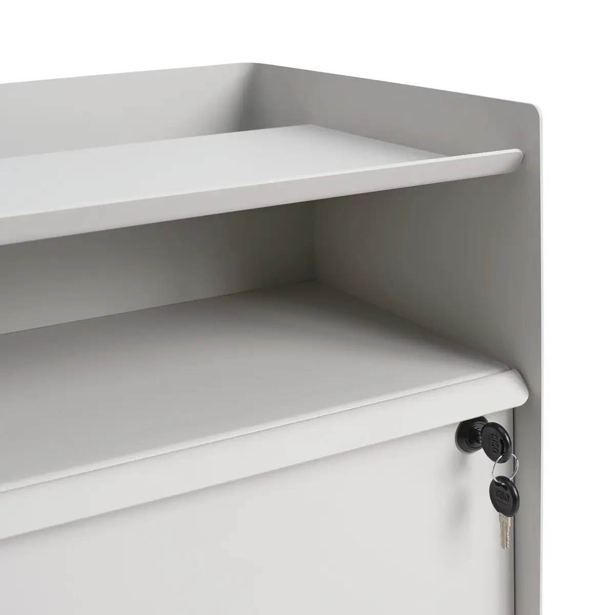 Folded Trolley Höhe 61,5 cm mit Schublade – abschließbare Schublade – Grau