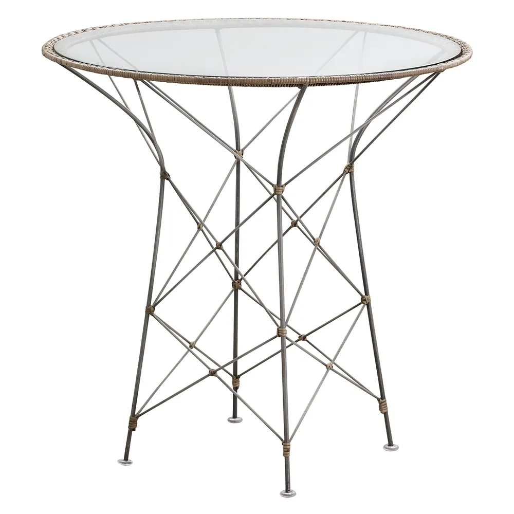  Funkiger Café-Tisch mit Glas-Haselnuss-